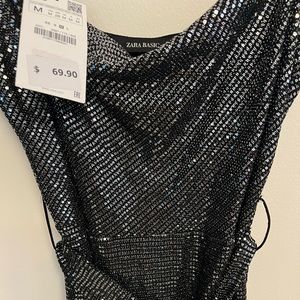 NWT METALLIC Black dress. Size M